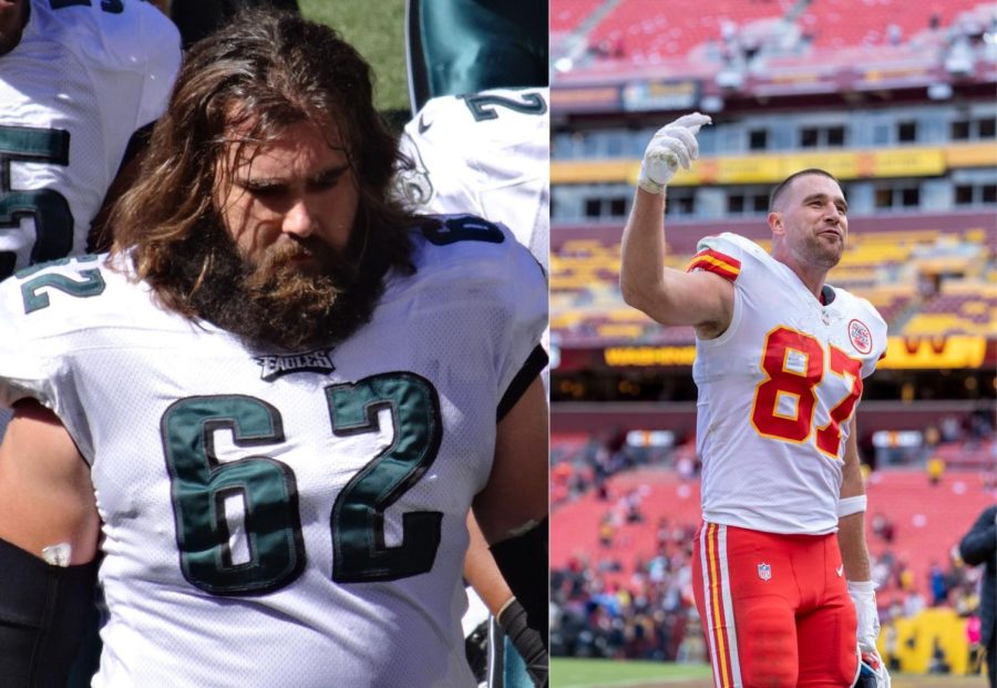 The brothers Travis Kelce and Jason Kelce.