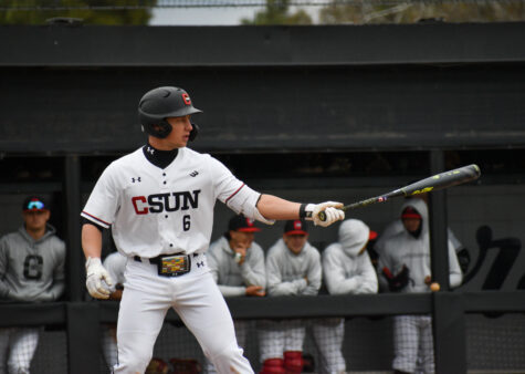 CSUN male baseball player preparing to bat