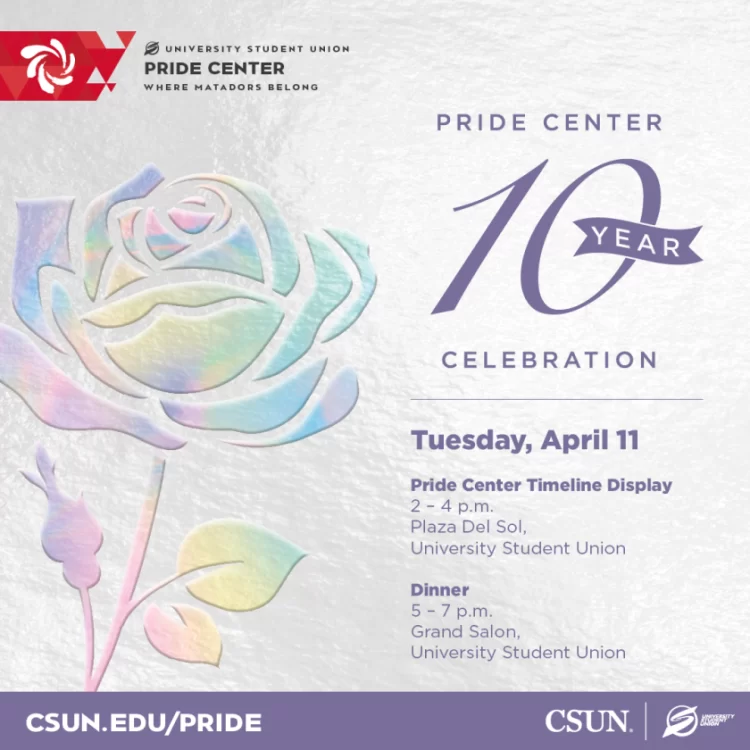 Flyer of "Pride center 10 years celebration"