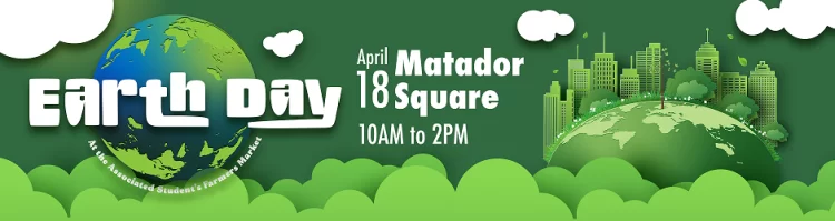 A flyer of "earth day" at April 18, 10 am to 2 pm at Matador Square