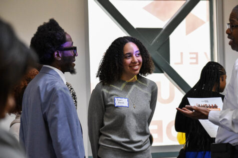 Incoming CSUN student Roxi Reed and her family chat with other future CSUN families at the Black Scholars Matter event in the Thousand Oaks Room on April 29, 2023, in Northridge, Calif. File photo by Renee Rothe.