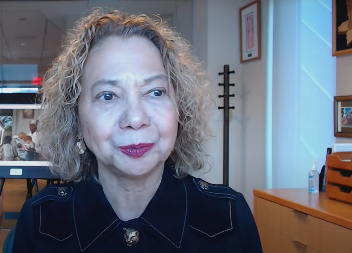 Screenshot of newly appointed CSU chancellor Mildred García giving her introductory speech in a video posted on July 12 on the California State University YouTube channel.