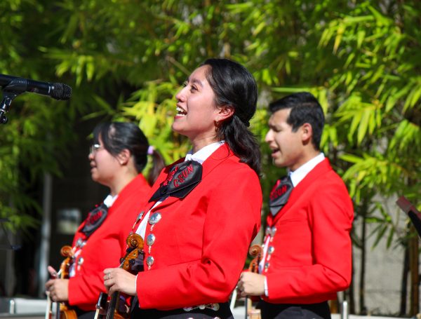 Members of Mariachi El Matador de CSUN perform during the Día de los Muertos event at the Plaza del Sol in Northridge, Calif., on Nov. 2, 2023. 