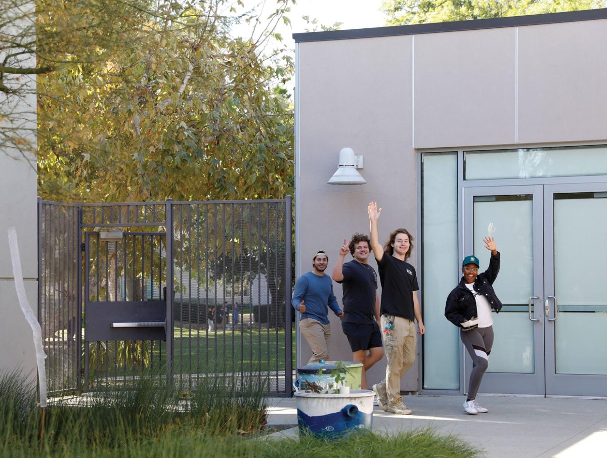Even Leal, Jacob Kuzmick, Sunny Hanley, and Milana Hale, Event Producers, enter the Sustainability Center at California State University, Northridge on Nov. 9, 2023 in Northridge, Calif.