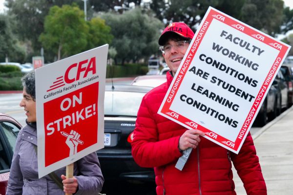 CSUN faculty and supporters during the CFA strike on Jan. 22, 2024, in Northridge, Calif.