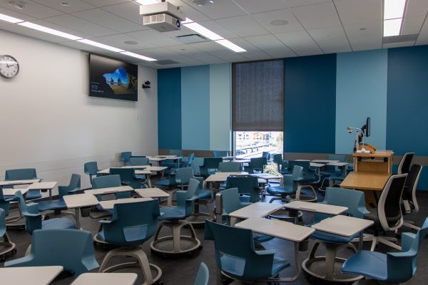 Some classrooms in Maple Hall are equipped with state-of-the-art technologies like HyFlex, which enables professors to conduct online and in-person classes at the same time in Northridge, Calif., on Monday, March 25, 2024.