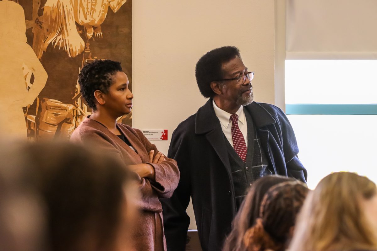 File photo. Speakers at the Black Scholars Matter high school tour introduce CSUN Vice President for Student Affairs William Watkins to the students and staff of Taft and Hamilton high schools on Nov. 9, 2022, in Northridge, Calif.