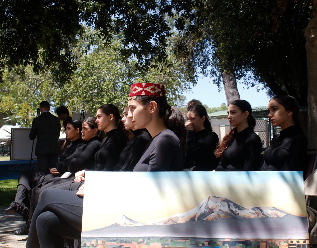 Students from Ulysses S. Grant High Schools Armenian Club watch an opera singer perform on Saturday, April 27, 2024, in Sun Valley.