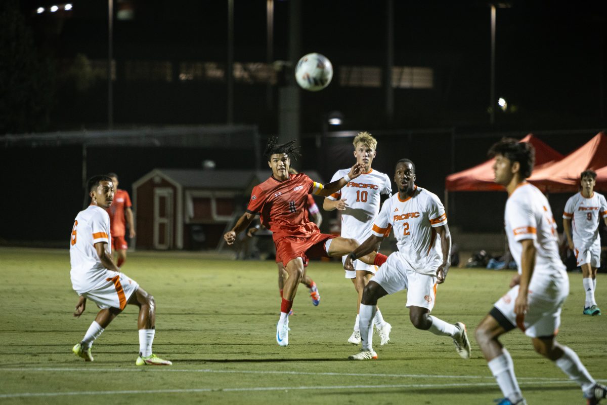 Matador forward Marley Edwards, 11, attempting to score against the Pacific Tigers at the Matador Performance Field in Northridge, Calif., on Sept. 5, 2024.