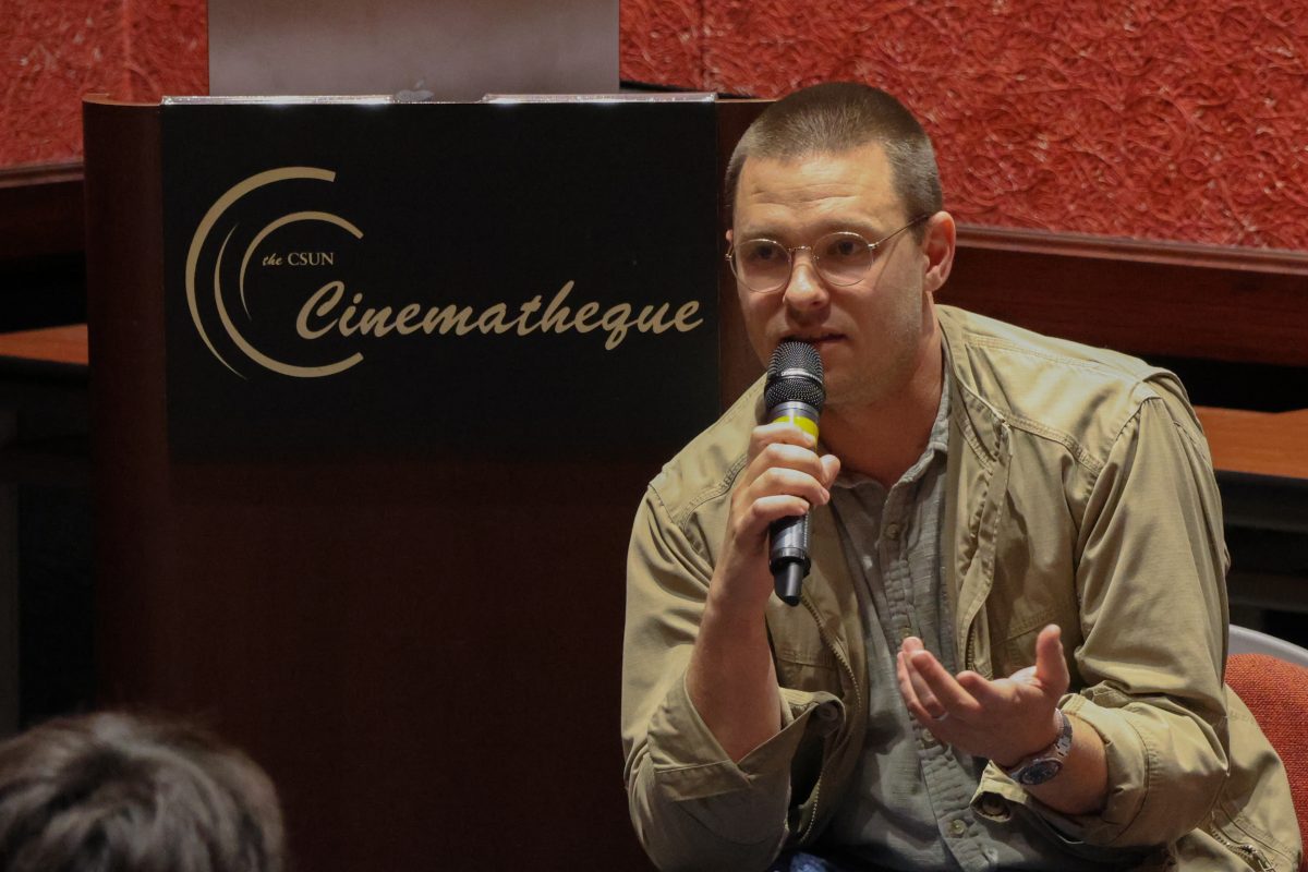 Nick Wright, editor of 'The Last Repair Shop,' speaks at the Cinematheque LA4REAL series.