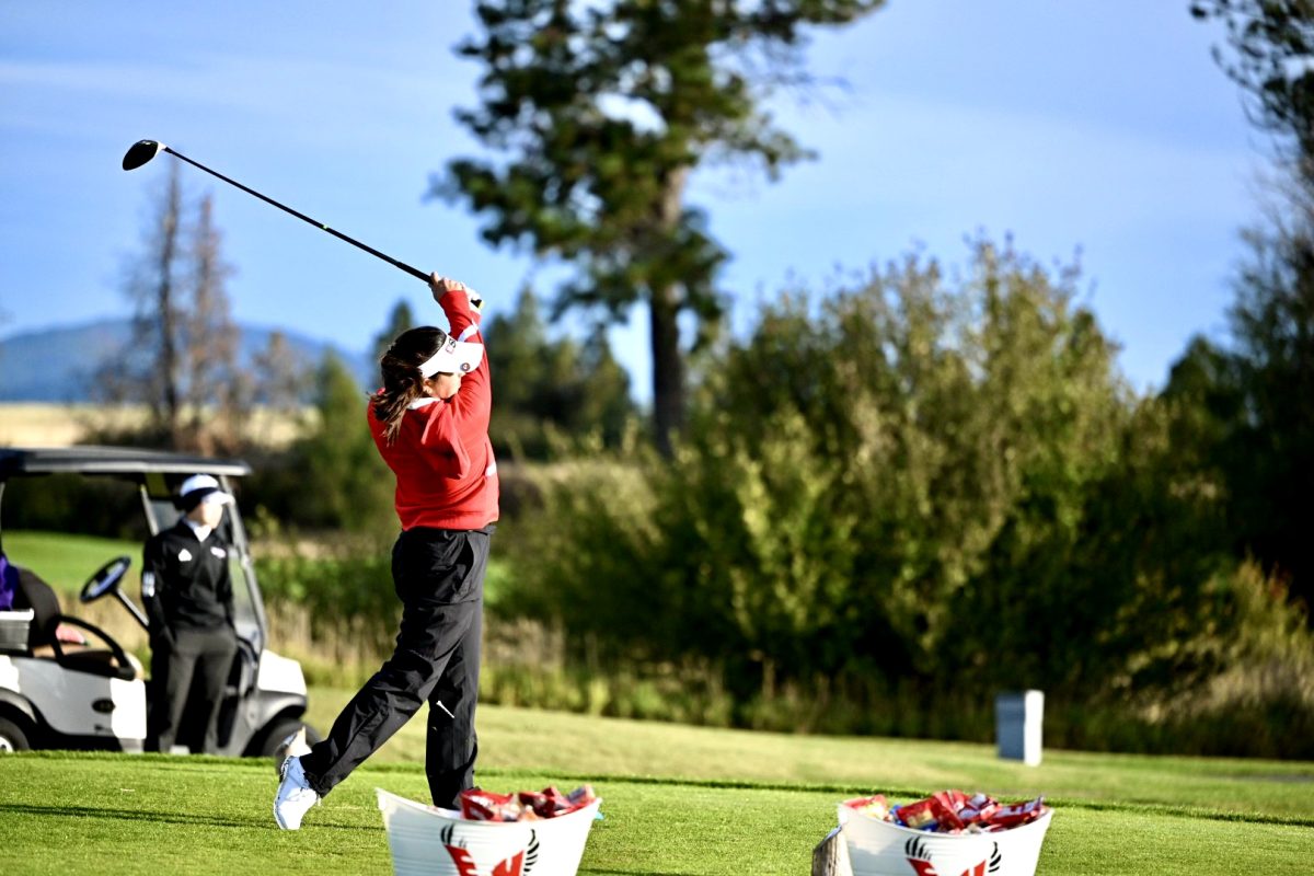 Kim Turgut tees off in the Eagle Invitational at Circling Raven Golf Course.  