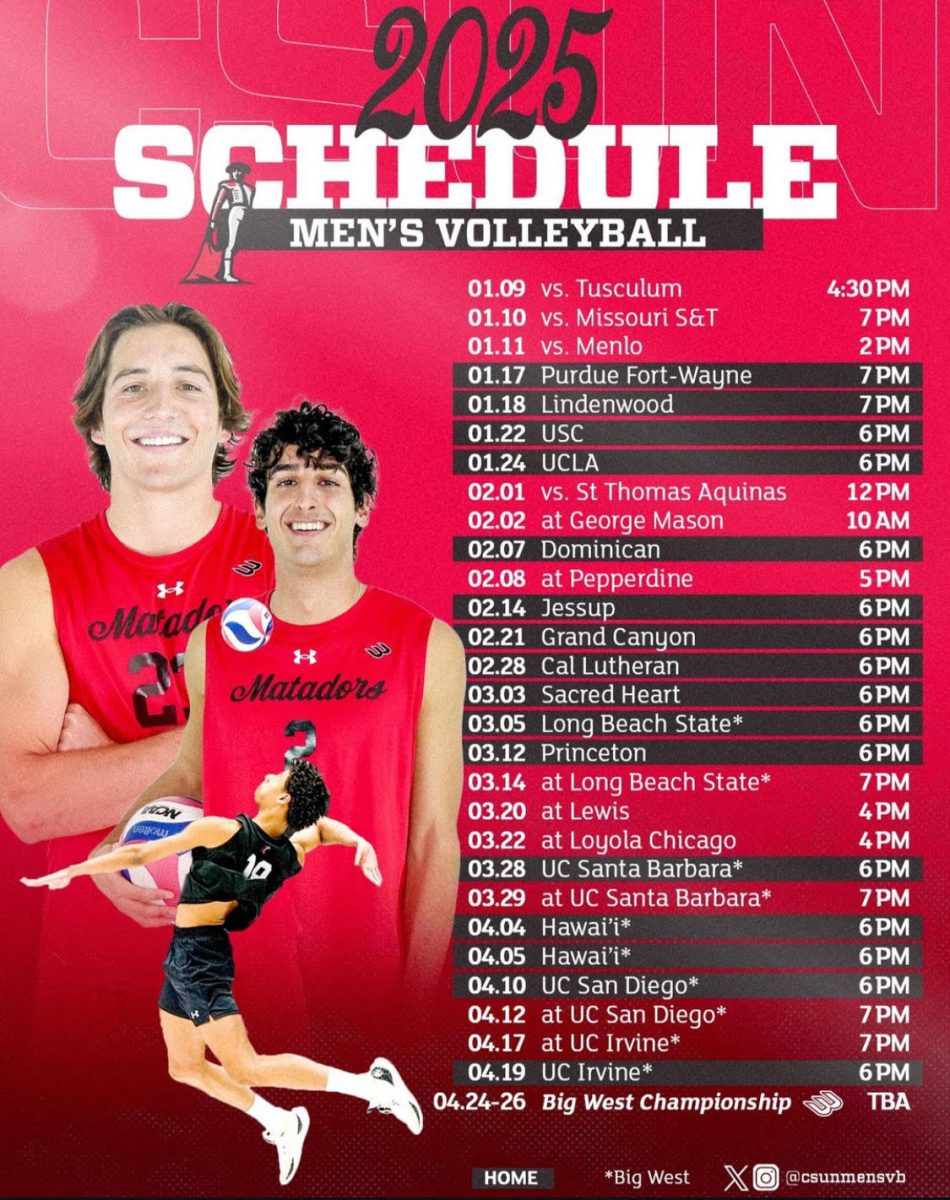 CSUN Men's Volleyball Schedule via GoMatadors/Athletic Department