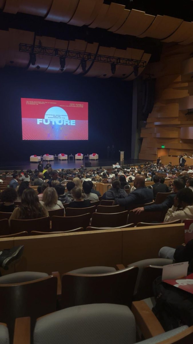 View of the stage at the Soraya Performance Arts Theatre, where the event was held on Nov. 19. 