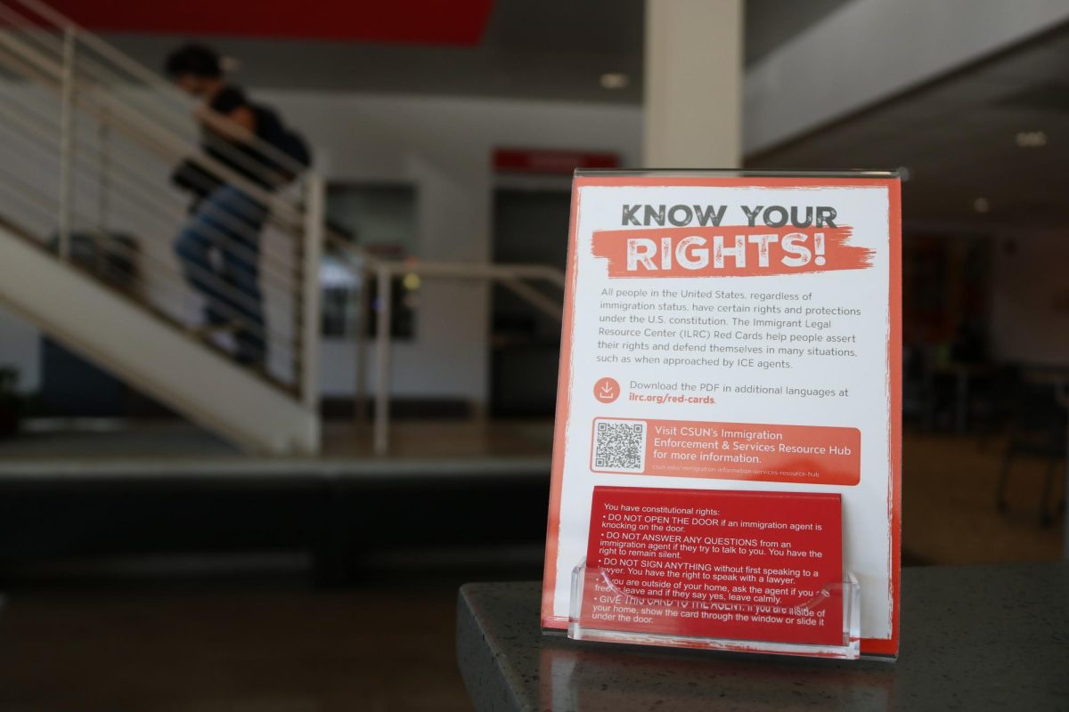 Red Cards, which list rights protected regardless of immigration status, are printed in both English and Spanish and located in the University Student Union in Northridge, Calif. 