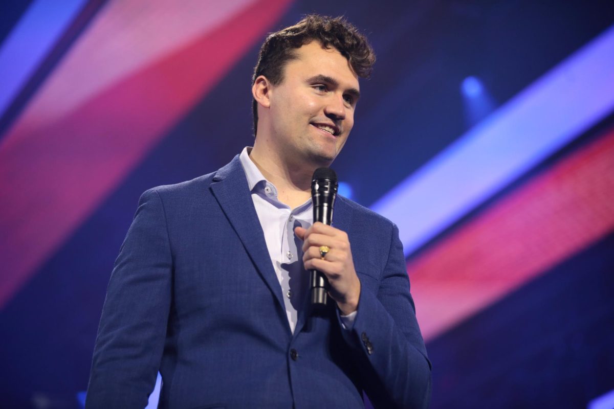 Charlie Kirk speaking with attendees at the 2022 AmericaFest at the Phoenix Convention Center in Phoenix, Arizona.