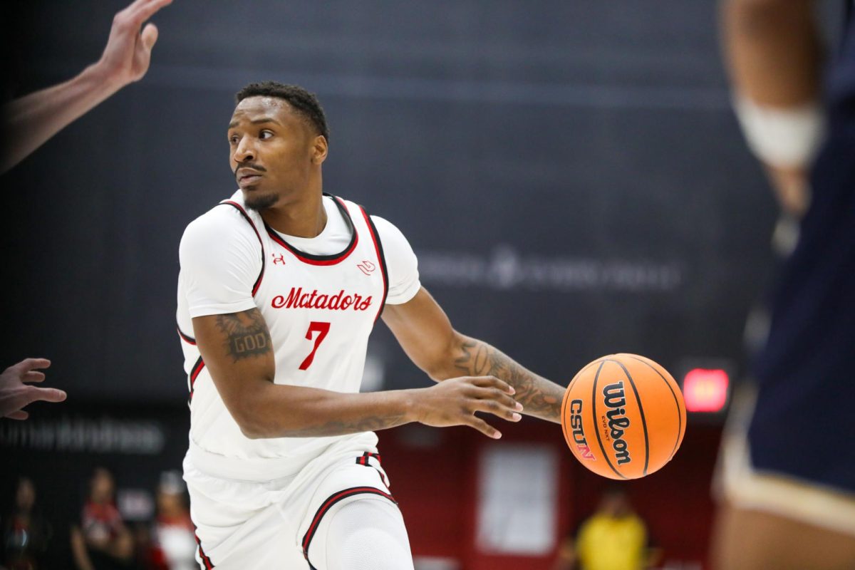 Keonte Jones during a game against UC San Diego at the Premier America Credit Union Arena in Northridge, Calif., on Feb. 27, 2025. The Matadors lost 71-77. 