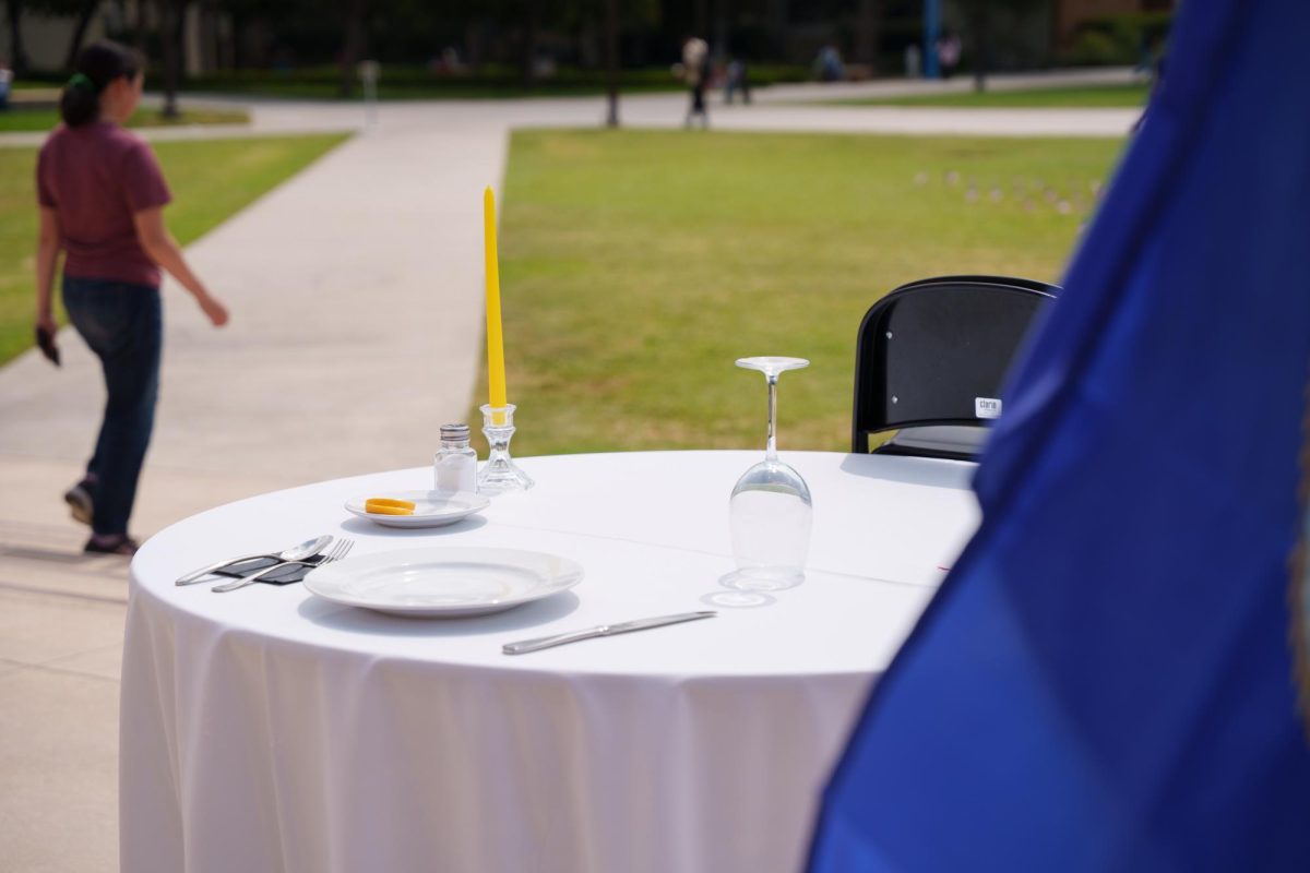A setting for those soldiers who were KIA or POW is a traditional part of displays honoring Americans, Northridge, Calif. Thursday, Sept. 11, 2025.
