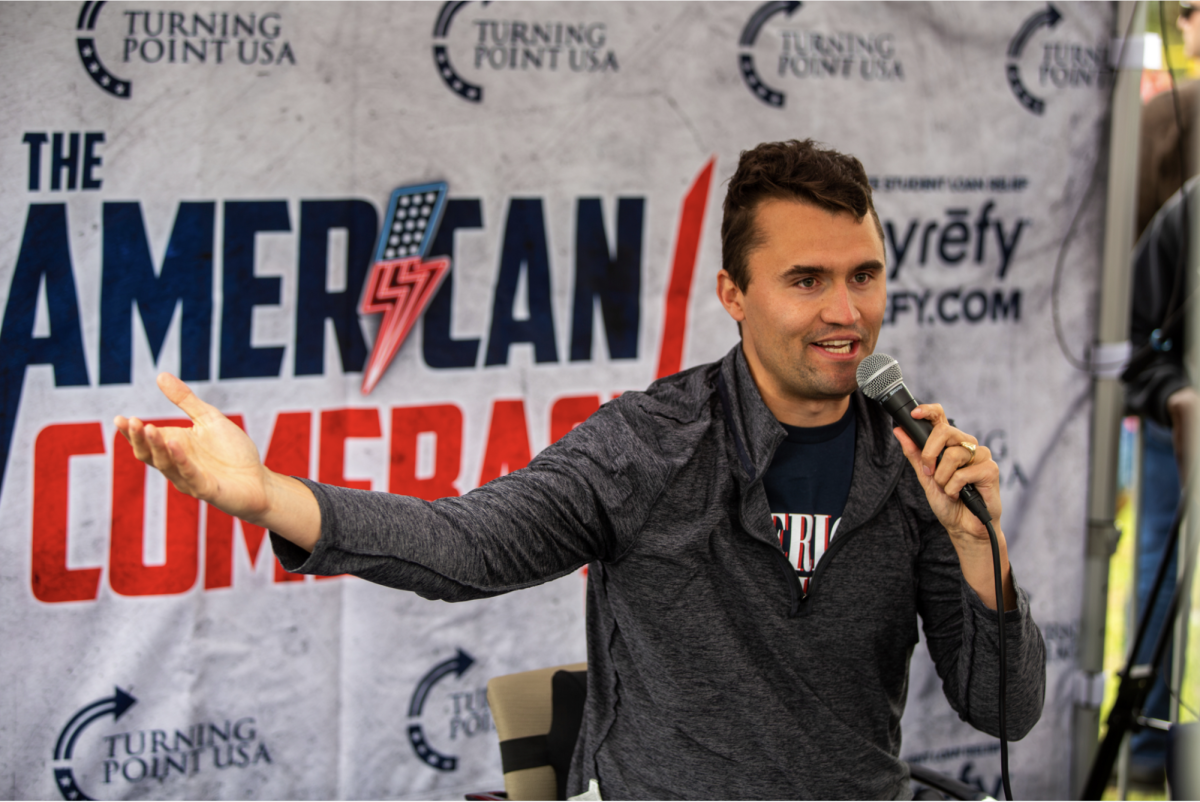 Turning Point USA Co-Founder Charlie Kirk responds to questions during The American Comeback Tour at California State University, Northridge on Thursday, March 6.  