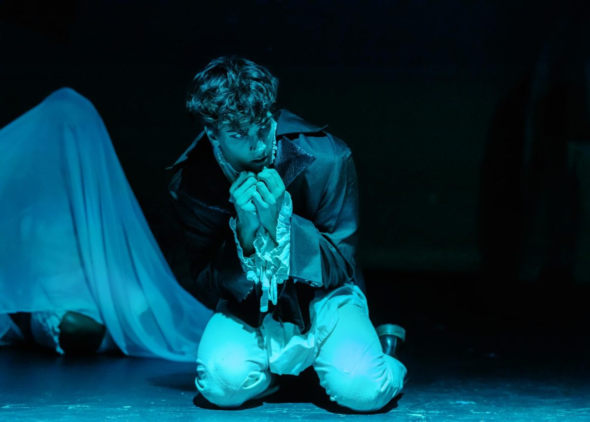 Jonathan Harker, played by Sam Drake in this scene, is surrounded by the supernatural in a hair-raising scene in the production "Dracula: A Frankensteined Retelling."