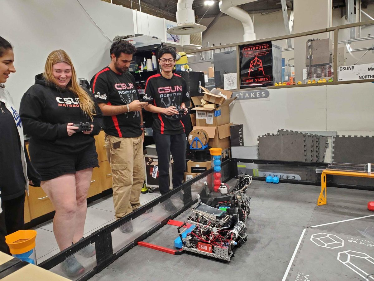 Drive coach Jazmin Martinez, vice president Sophie Evans, president Mahyar Hashemi-Alavi and treasurer Justin Ishikawa participating in a skill run at Jacaranda Hall 1128, Nov. 3, 2025