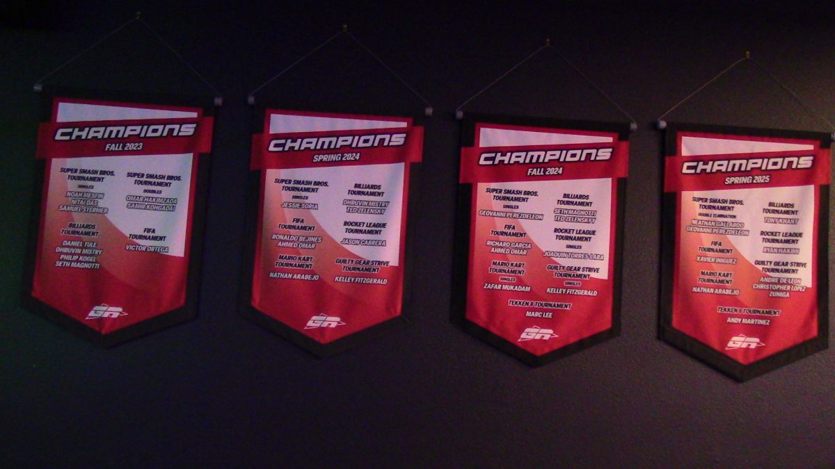 The Games Room Championship banners of all the events including the Billiards Champions of previous years, in the USU Games Room, Nov. 13, 2025.
