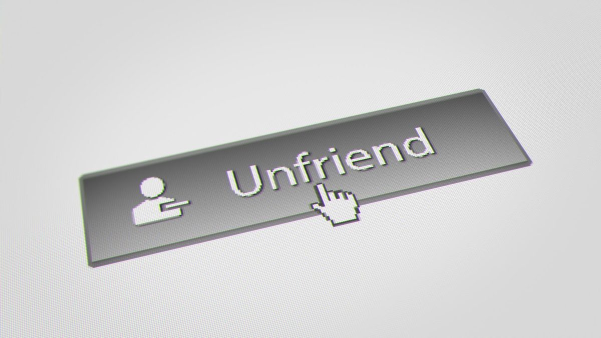 An image of a mouse cursor clicking the "Unfriend" button.