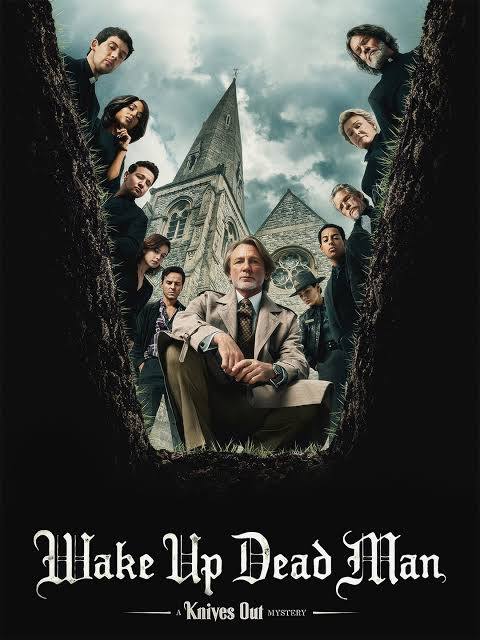The official poster for "Wake Up Dead Man: A Knives Out Mystery" (2025) by Netflix