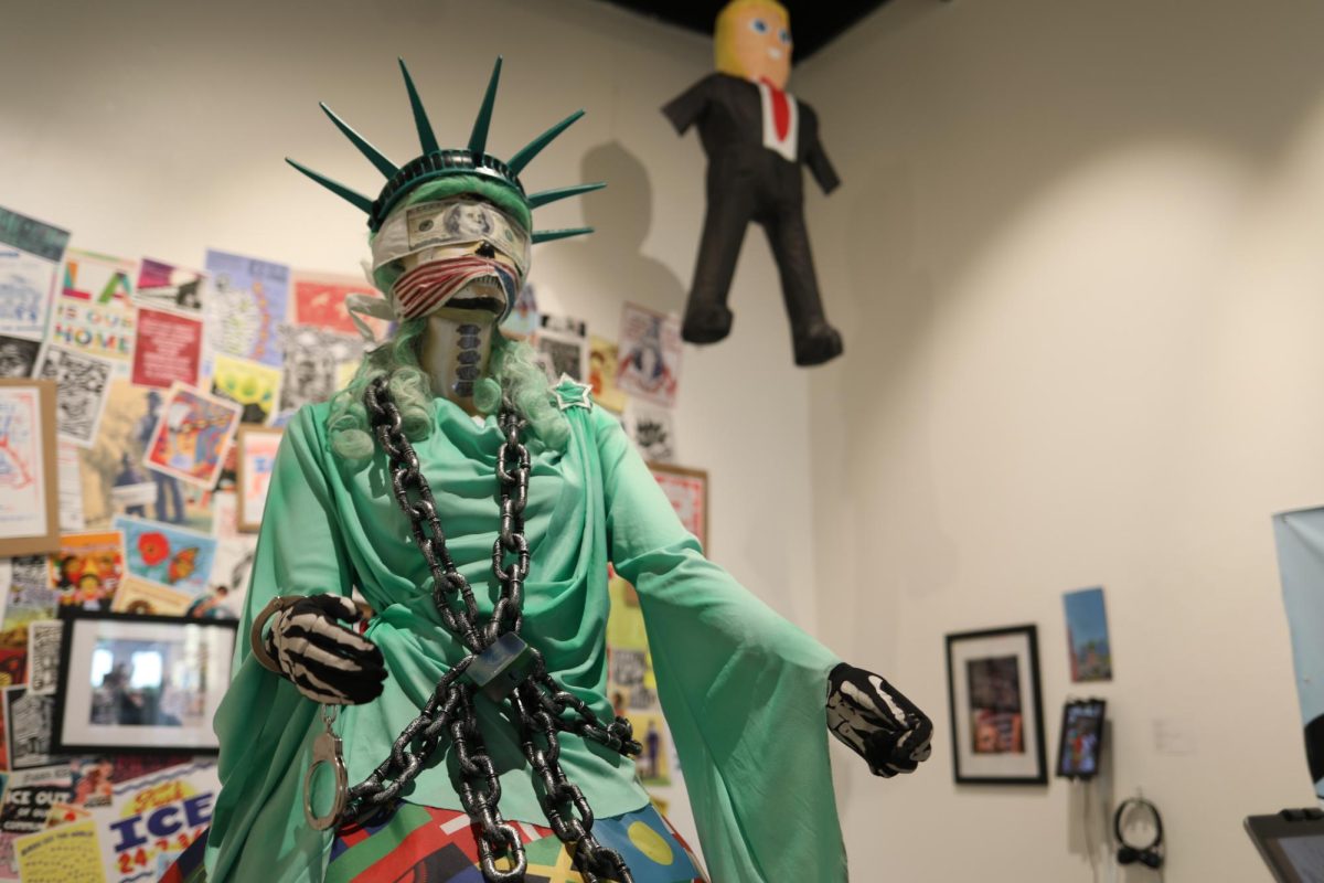 A mannequin wearing the traditional Chicana cultural clothing as presented by Catrina artist, model and make-up artist Maria Flores at the CSUN Art Gallery in Northridge, Calif. on Jan. 29, 2026.