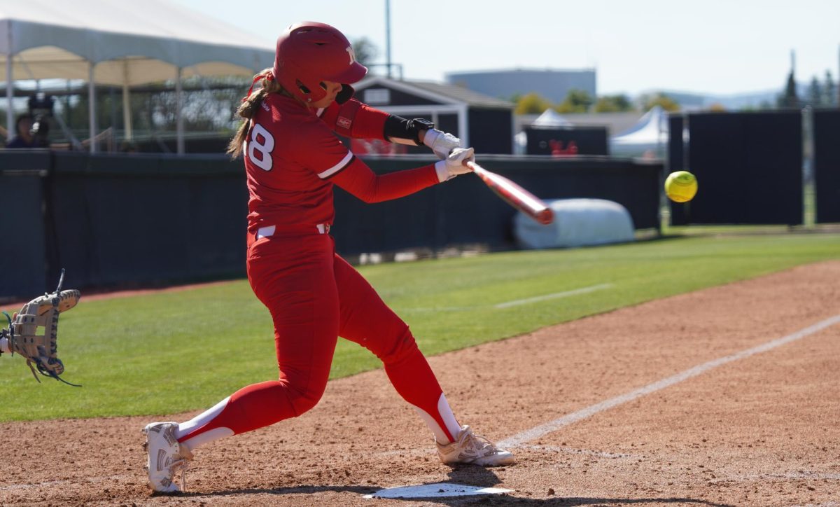 CSUN infielder Jordan Ramirez hits the ball during a doubleheader against UCR at Matador Diamond on March 6, 2026.