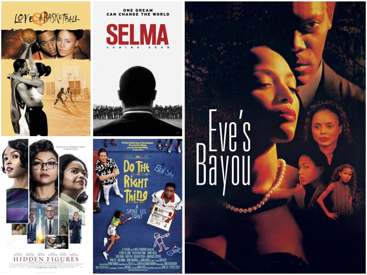 A collection of five films to watch during Black History Month: "Eve's Bayou," "Do the Right Thing," "Selma," "Hidden Figures," and "Love & Basketball."