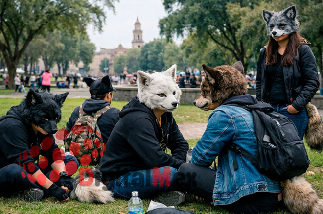 Therians se reunieron en un parque de México para convivir, compartir experiencias y fortalecer su sentido de comunidad. Foto por Daniela Franco, Portal Digital MEX