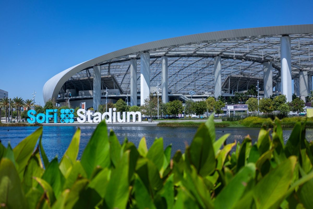 A wide shot of the outside of SoFi Stadium, home of the Los Angeles Rams and Los Angeles Chargers on Sept. 7, 2023 in Inglewood, Calif. The stadium will be a host venue for the 2026 Fifa World Cup. Photo by Dima via Adobe Stock