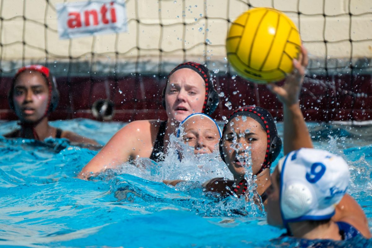 UC Santa Barbara Gaucho Isabel Valaika looks to pass the ball during an offensive play against the CSUN Matadors at the Matador Pool on Friday, March 13, 2026, in Northridge, Calif.