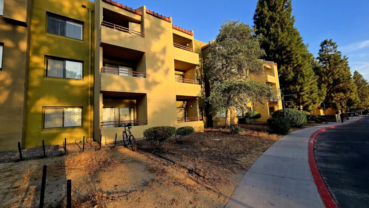 Pinon Hall, Building 9, is seen at California State University, Northridge, on March 24, 2026. Rising housing costs are affecting whether students live on or off campus.