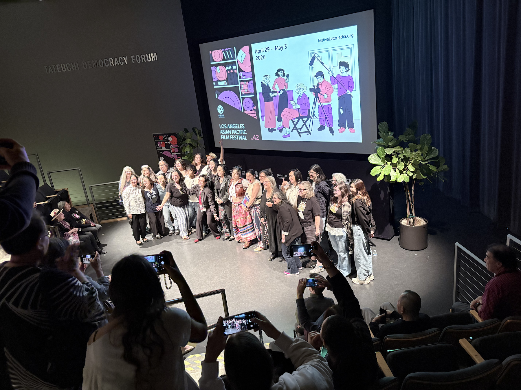 ‘Auntie Sewing Squad Resistance Playbook’ screens in Little Tokyo