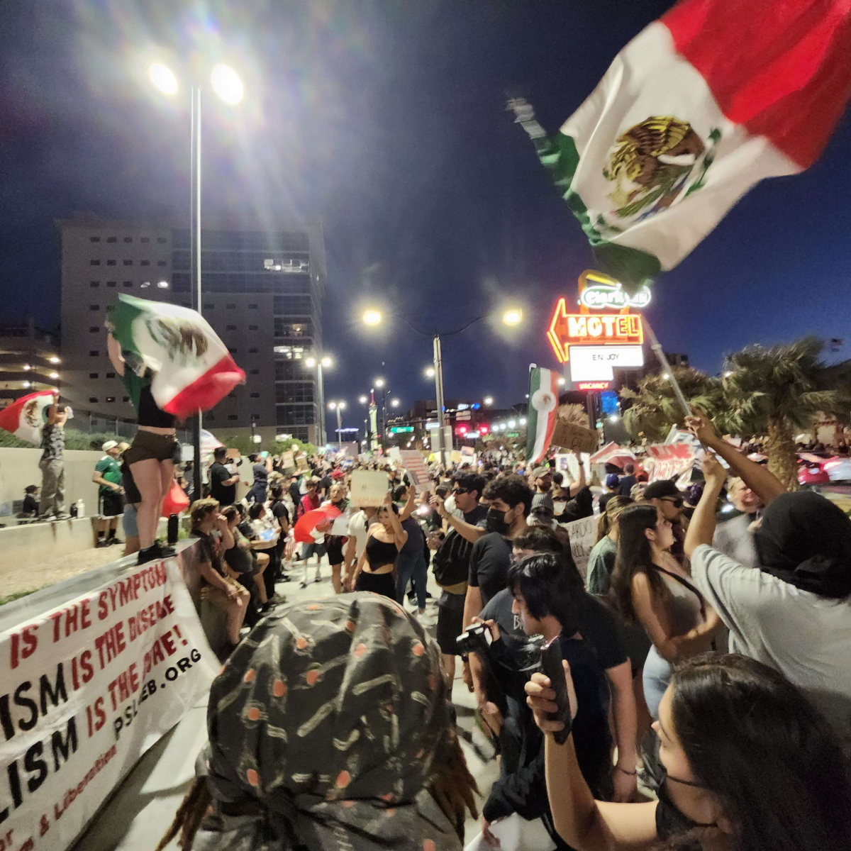 Citizens protest against ICE in Downtown Las Vegas, Nevada on June 11, 2025.