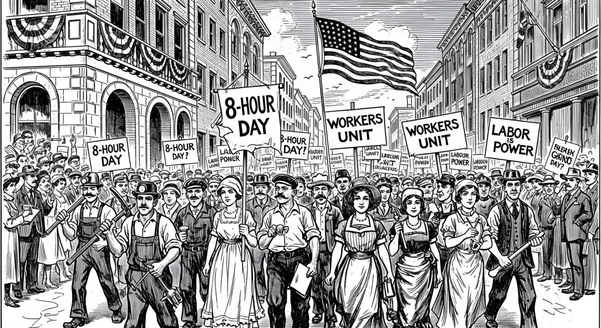Historical Labor Day Parade Celebrating Workers Rights and the Eight Hour Day Movement. Photo by amin via Adobe Stock.