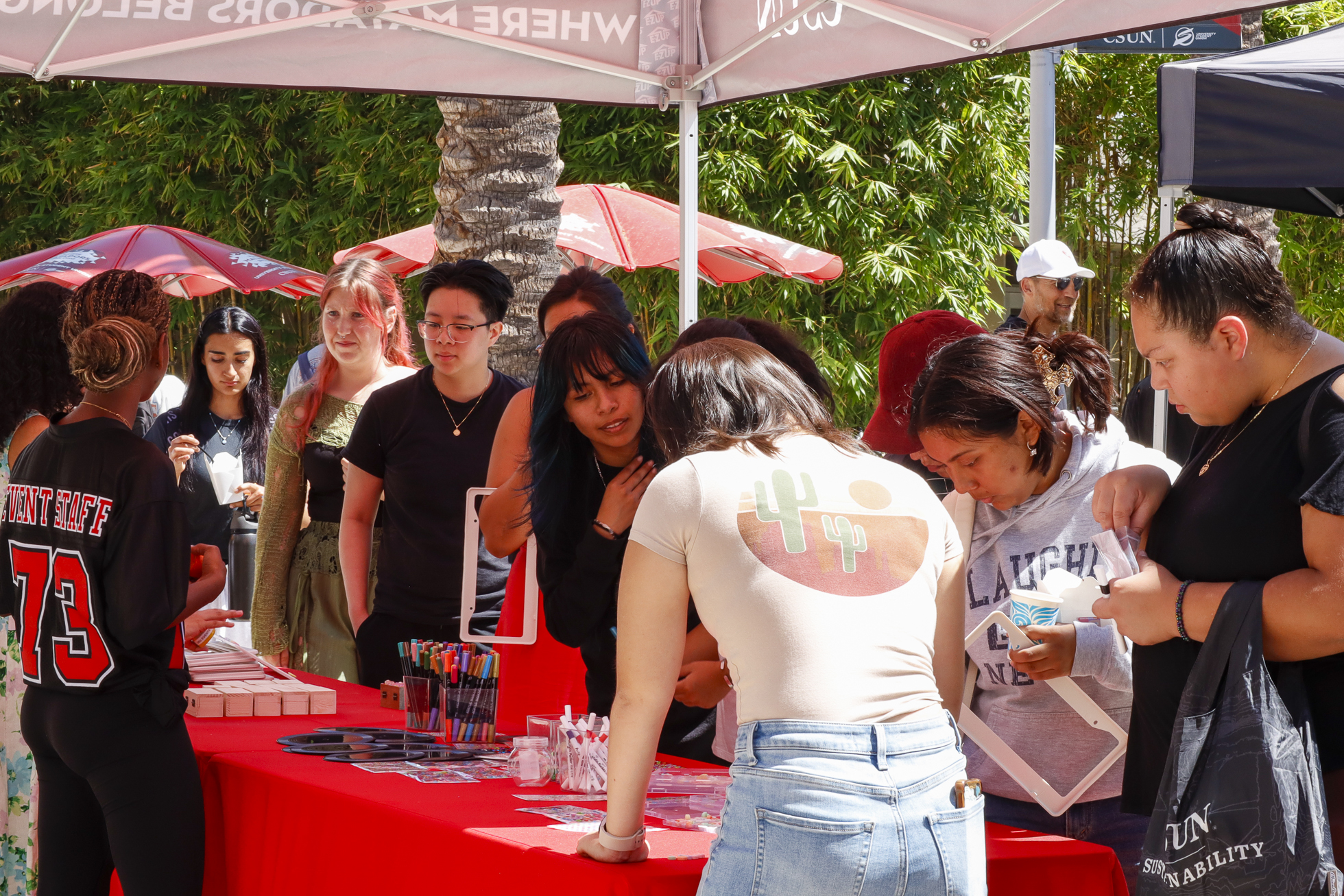 CSUN Students participate at Art Jam in Plaza del Sol, USU, on Sept. 2, 2026. Students were given the choice to decorate a jewelry box, license plate or vinyl.