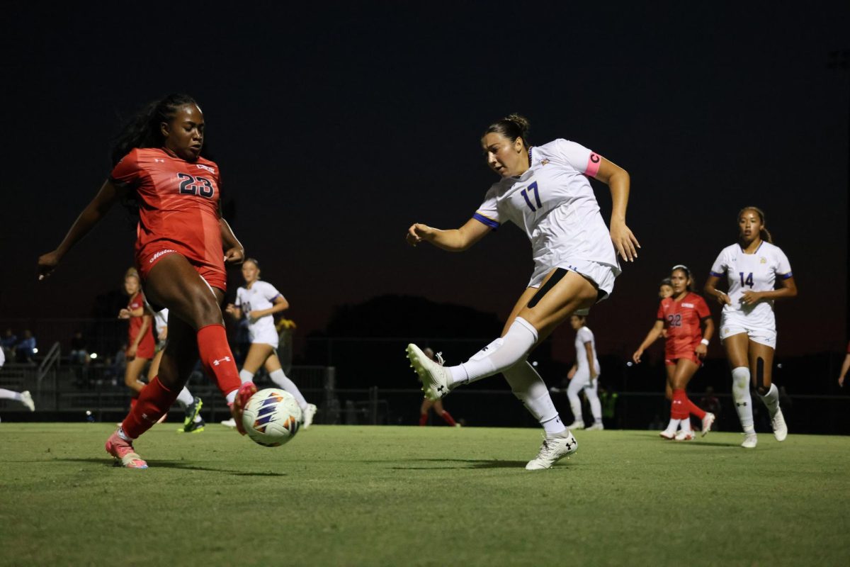 CSUN Forward Jordyn Canister battles for the ball against a San Jose defender at Matador Soccer Field in Northridge, Calif. on Thursday, Sept. 3, 2026.