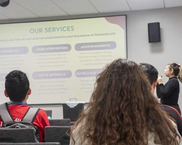 Students attending The Importance of Bystander Intervention hosted by Project DATE on Oct. 21, 2026 at the Pasadena Room in the East Conference Center in Northridge, Calif.