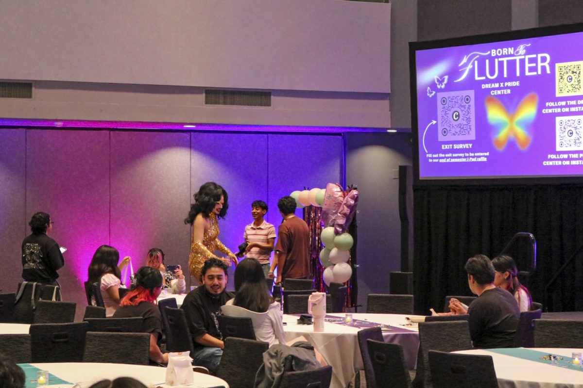 Drag performer 3li Ann performs for students during the Born to Flutter: Drag Show followed by a game of bingo at the Northridge Center Complex, University Student Union in Northridge, Calif., on Oct. 20, 2026.