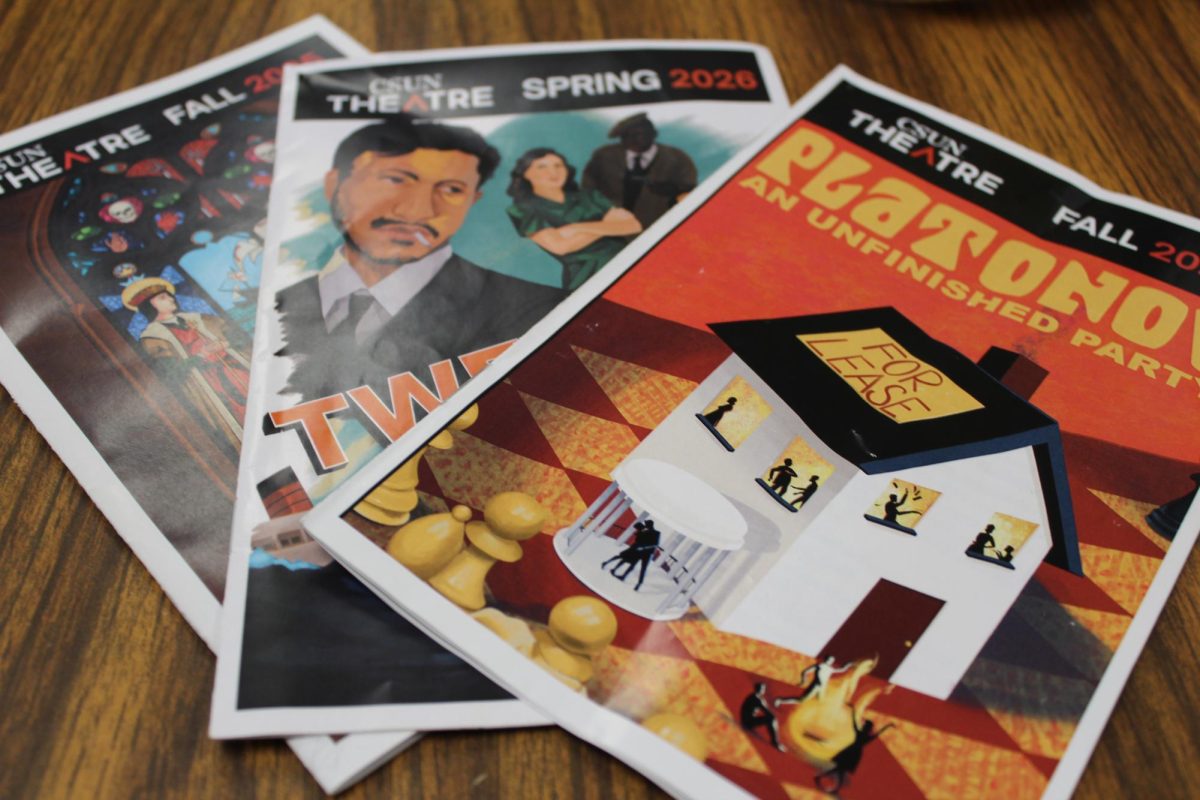 Playbills of past CSUN Department of Theatre productions in Northridge, Calif.